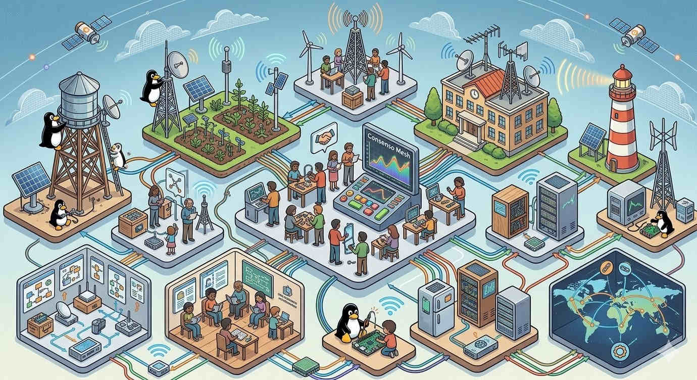 Ilustração representando serviços descentralizados.