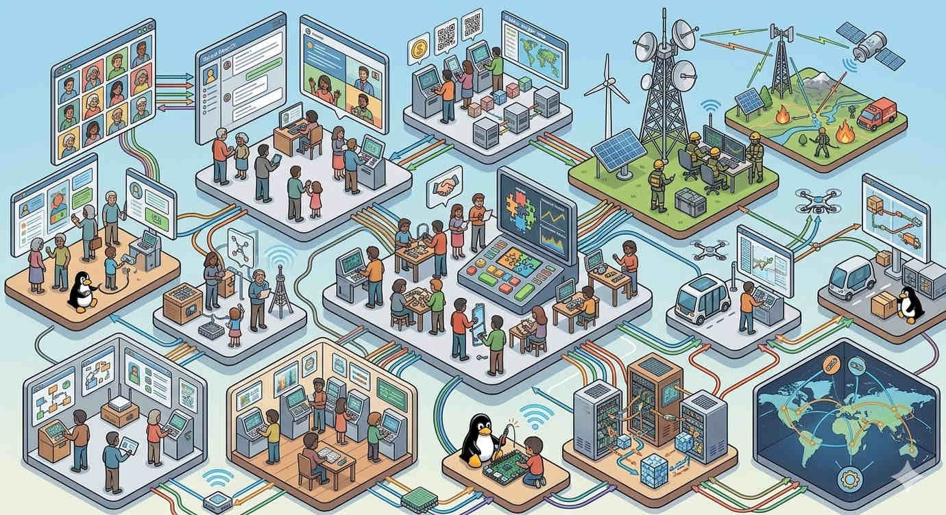 Ilustração representando serviços descentralizados.